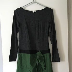 PAULE KA Grey + Green Bow Waist Dress 38 - Just Reduced!